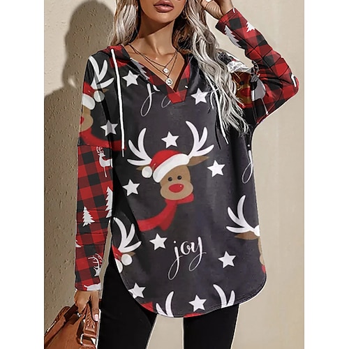 

Reindeer Masquerade Hoodie Women's Christmas Christmas Carnival Masquerade Adults' Christmas New Year Eve Polyester Top