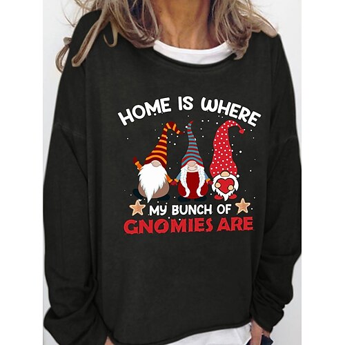 

Women's Sweatshirt Pullover Basic Green Black Blue Gnome Christmas Round Neck Long Sleeve S M L XL 2XL 3XL