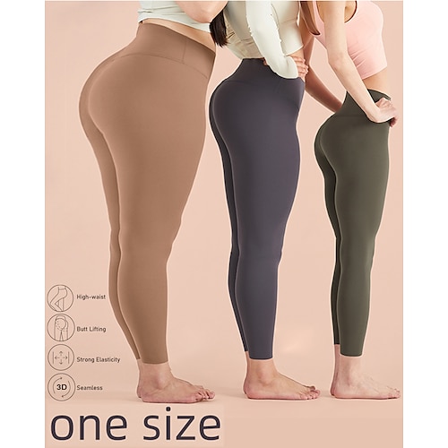

Women's Free Size Yoga Leggings Bootcut Tummy Control Butt Lift High Waist Yoga Fitness Pilates Tights Grayish brown Rhino Grey Tawny Spandex Sports Activewear High Elasticity