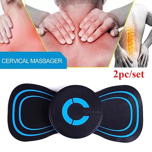 

2Pcs Microcurrent EMS Mini Massage Device EMS Bioelectric Acupoints Massager Stimulator Pain Relief Neck Back Leg Health Care Relaxation Tool Cervical Portable Massage