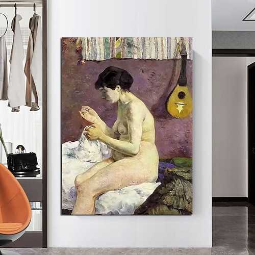 

Handmade Hand Painted Oil Painting Wall Modern Abstract Paul Gauguin Nude Lady Painting Home Decoration Decor Rolled Canvas No Frame Unstretched