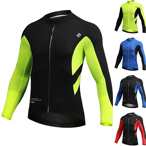 

Men's Cycling Jersey Long Sleeve Bike Top with 3 Rear Pockets Mountain Bike MTB Road Bike Cycling Breathable Quick Dry Moisture Wicking Reflective Strips Black And White Black Red Black blue