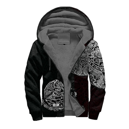 

Men's Full Zip Hoodie Jacket Black Hooded Graphic Prints Eagle Zipper Print Sports Outdoor Daily Sports 3D Print Fleece Streetwear Designer Casual Winter Clothing Apparel Hoodies Sweatshirts