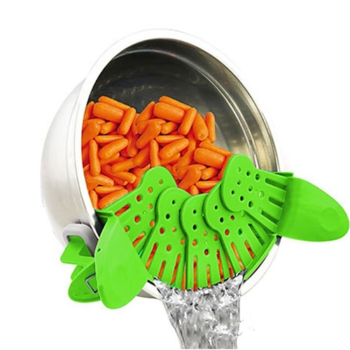 

Scalable Silicone Kitchen Strainer Clip Pan Drain Rack Bowl Funnel Rice Pasta Vegetable Washing Colander Draining Excess Liquid Universal