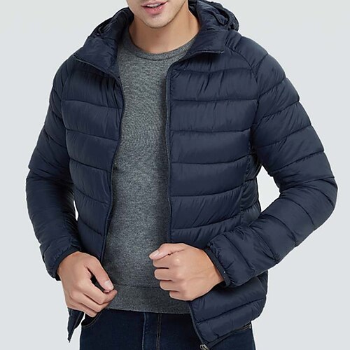 

Men's Puffer Jacket Winter Jacket Quilted Jacket Winter Coat Windproof Warm Going out Casual Daily Hiking Pure Color Outerwear Clothing Apparel Dark Grey Wine Black