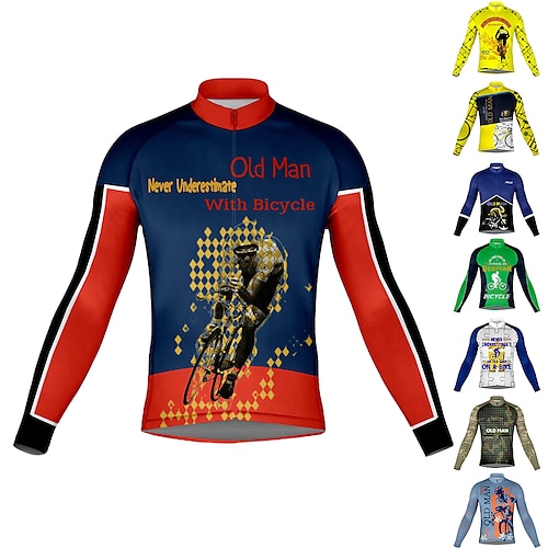 

Men's Cycling Jersey Long Sleeve Bike Jersey Top with 3 Rear Pockets Mountain Bike MTB Road Bike Cycling Breathable Quick Dry Moisture Wicking Reflective Strips Green Yellow Army Green Graphic Spandex