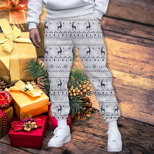 

Men's Christmas Pants Sweatpants Joggers Trousers Drawstring Elastic Waist 3D Print Deer Graphic Prints Christmas Comfort Breathable Christmas Casual Daily Streetwear Stylish Gray Micro-elastic