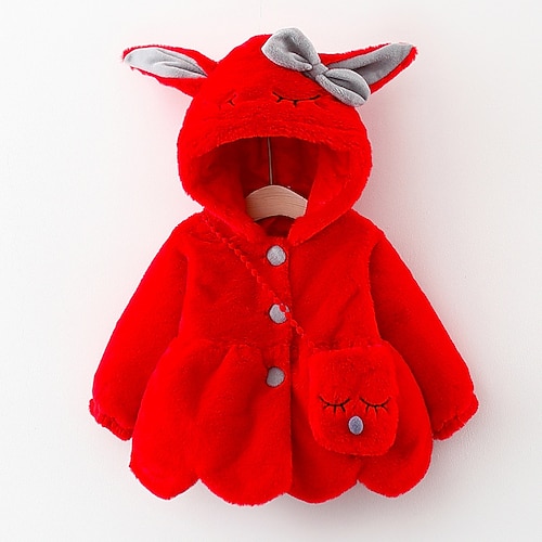

Toddler Girls' Fleece Jacket Solid Color Active Outdoor Cotton Coat Outerwear 3-7 Years Winter Red