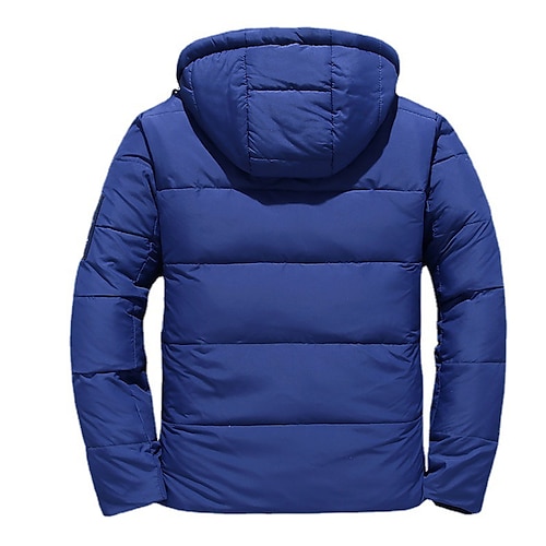 Men's Down Jacket Winter Jacket Winter Coat Windproof Warm Date Casual Daily Office & Career Astronaut Outerwear Clothing Apparel Black Red Blue