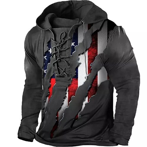 

Homme Sweat à capuche Sweat Noir Capuche Imprimés Photos Drapeau National Lacet Imprimer Casual du quotidien Des sports 3D effet basique Vêtement de rue Design Printemps Automne Vêtement Tenue