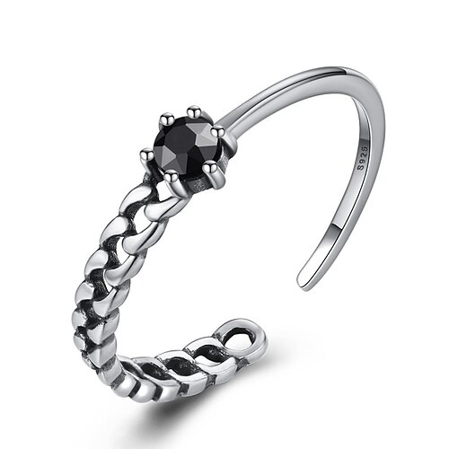 

Anello aperto Feste Classico Nero Argento sterling S925 Prezioso Moda Semplice 1 pc Diamante sintetico