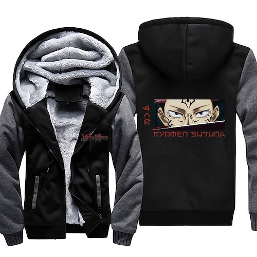 

Inspired by Jujutsu Kaisen Ryomen Sukuna Hoodie Outerwear Sherpa Jacket Anime Graphic Outerwear For Men's Women's Unisex Adults' Hot Stamping 100% Polyester Casual Daily