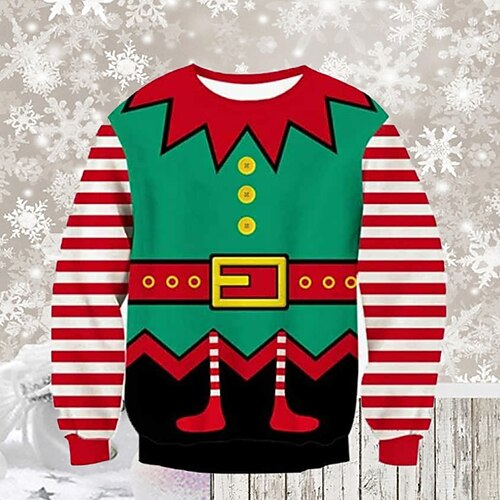 

Kids Boys Ugly Christmas Sweatshirt Pullover Santa Claus Stripe Long Sleeve Crewneck Children Top Outdoor Sweatshirt Pullover Fashion Cute Green Winter 7-13 Years