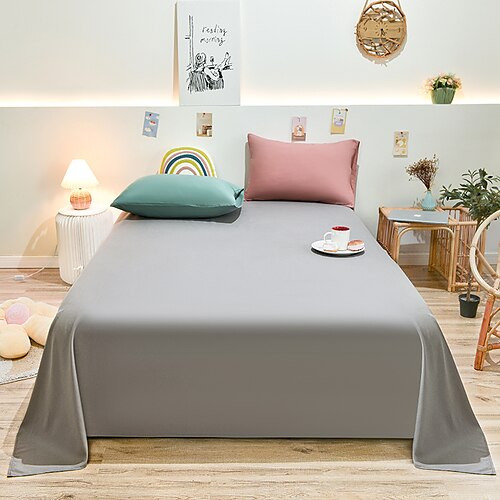 

Washed Cotton Flat Bed Sheet Solid Bed Cover Single Double Queen King Size Bedsheet Soft Galling Bedspread