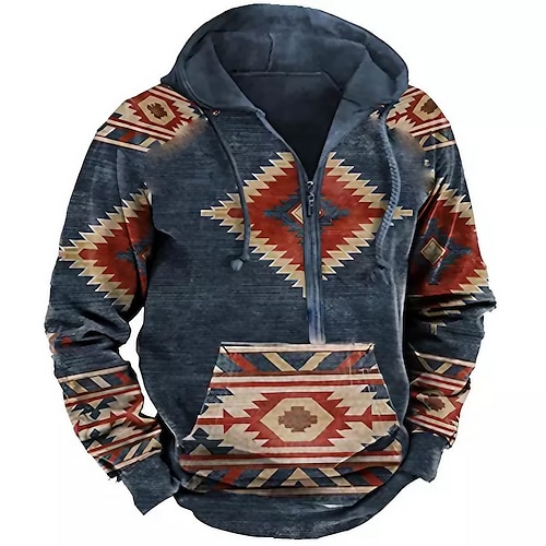 

Men's Pullover Full Zip Hoodie Blue Hooded Graphic Prints Zipper Print Casual Daily Sports 3D Print Basic Boho Streetwear Spring Fall Clothing Apparel Hoodies Sweatshirts