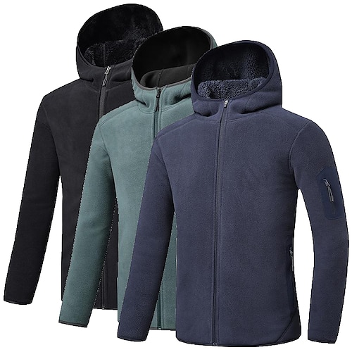 

Men's Hiking Sweatshirt Hiking Fleece Jacket Fleece Winter Outdoor Thermal Warm Breathable Quick Dry Lightweight Outerwear Trench Coat Hunting Ski / Snowboard Fishing Malachite Green Navy Blue Black