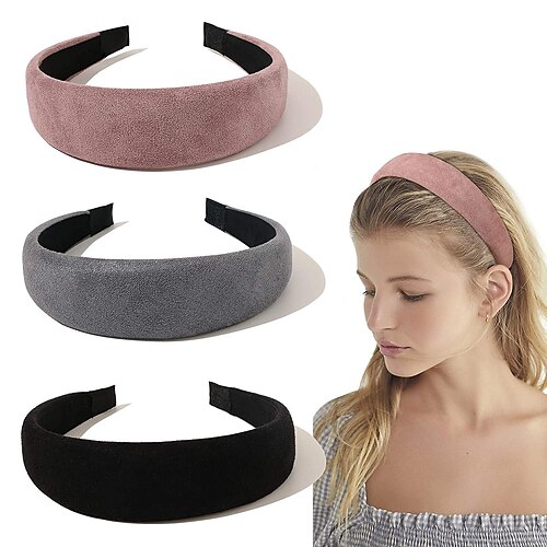 

3pcs Women's Girls' Headbands for Women Fashion Diademas Para Mujer De Moda Hair Accessories Hairbands for Girls No Slip Cute Black Pink Gray Headband Gift for Women