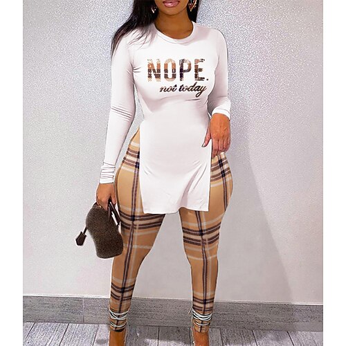 

Women's Shirt Pants Sets Pants Trousers Basic Black Blue Casual Daily Leopard Portrait Print One Shoulder S M L XL
