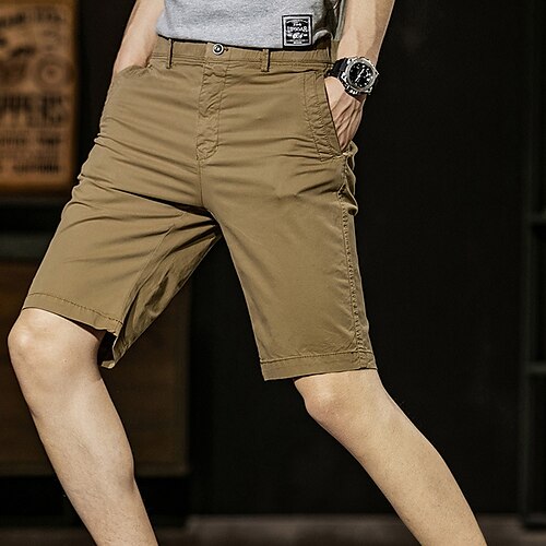 

Men's Shorts Chino Shorts Bermuda shorts Work Shorts Pocket Plain Comfort Knee Length Casual Daily Holiday Streetwear Stylish ArmyGreen Yellow Micro-elastic