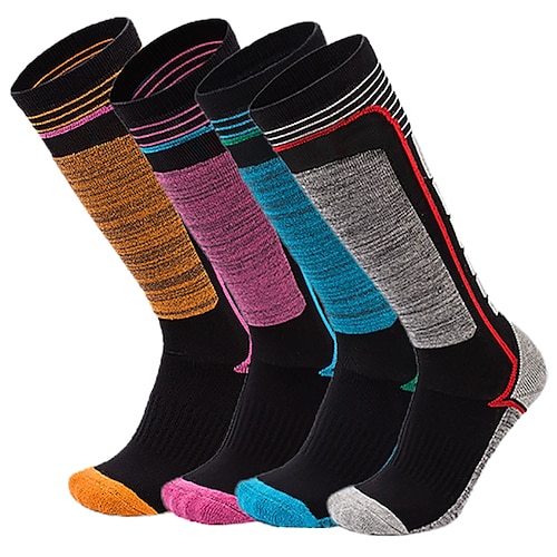 

Men's Women's Hiking Socks Ski Socks Sports Socks Winter Outdoor Windproof Warm Breathable Quick Dry Socks Cotton Sky Blue Orange Light Gray for Hunting Ski / Snowboard Fishing