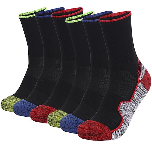 

6 Pairs Men's Women's Hiking Socks Ski Socks Sports Socks Winter Outdoor Windproof Warm Breathable Quick Dry Socks Cotton redgreenblue Green Blue for Hunting Ski / Snowboard Fishing