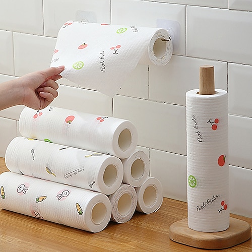 

1pcs Lazy dishcloth printed kitchen non-woven dry and wet dual-use daily necessities cleaning cloth disposable