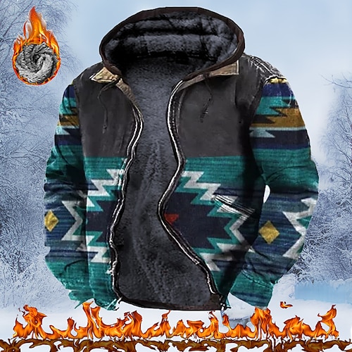 

Men's Full Zip Hoodie Jacket Green Blue Red Gray Hooded Bohemian Style Graphic Prints Zipper Print Sports Outdoor Daily Sports 3D Print Fleece Streetwear Designer Casual Winter Clothing Apparel