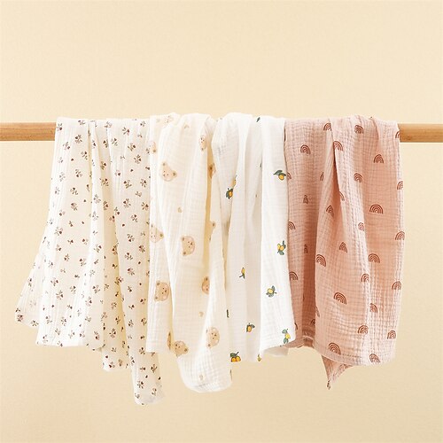 

Baby Cotton Gauze Blanket Photo Newborn Printed Bath Towel Bed Sheet Cover