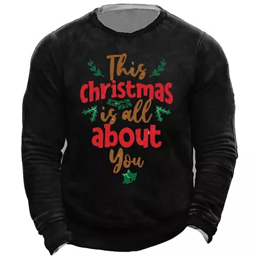 

Men's Sweatshirt Pullover Black Navy Blue Crew Neck Letter Graphic Prints Print Daily Sports Holiday 3D Print Basic Streetwear Designer Spring Fall Clothing Apparel Hoodies Sweatshirts