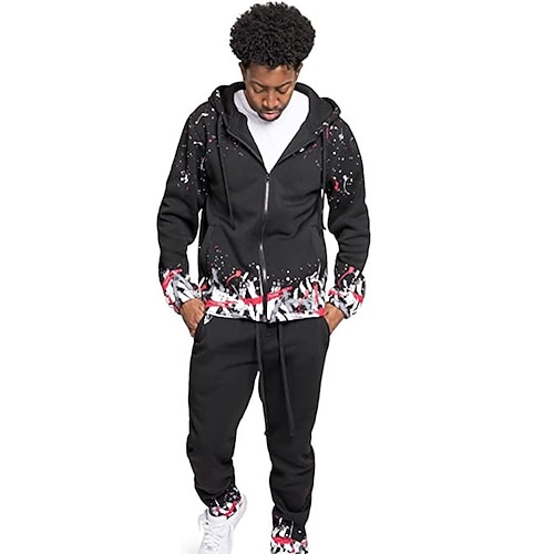 

Men's Tracksuit Hoodies Set Full Zip Hoodie Blue Red Hooded Graphic Graffiti Zipper 2 Piece Print Sports Outdoor Casual Sports 3D Print Basic Streetwear Designer Fall Spring Clothing Apparel Hoodies