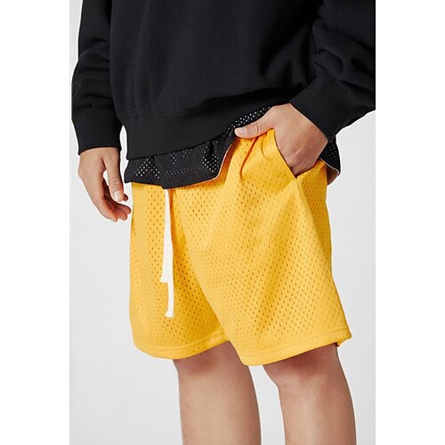 

Mesh Shorts Bottoms Drawstring Men's Fitness for Basketball Running Workout Jogging Breathable Quick Dry Moisture Absorbent Normal Sport Solid Colored White Black Red Yellow Grey