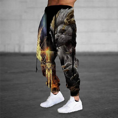 

Men's Sweatpants Joggers Trousers Drawstring Elastic Waist 3D Print Graphic Prints Comfort Breathable Sports Outdoor Casual Daily Cotton Blend Terry Streetwear Stylish Black Grey Micro-elastic