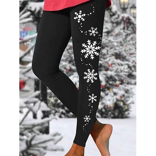 

Women's Tights Leggings Thermal Underwear Green Pink Yellow Christmas Leisure Sports Weekend Print Stretchy Ankle-Length Tummy Control Tree S M L XL 2XL / Slim