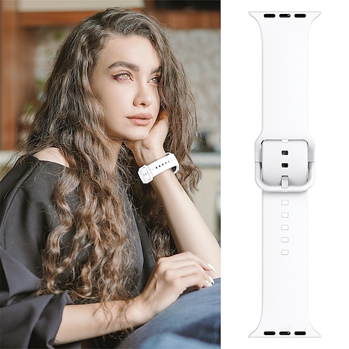 

1PC Smart Watch Band Compatible with Apple iWatch Apple Watch Ultra 49mm Series 8/7/6/5/4/3/2/1 / SE Sport Band for iWatch Smartwatch Strap Wristband Silicone Adjustable Elastic Breathable