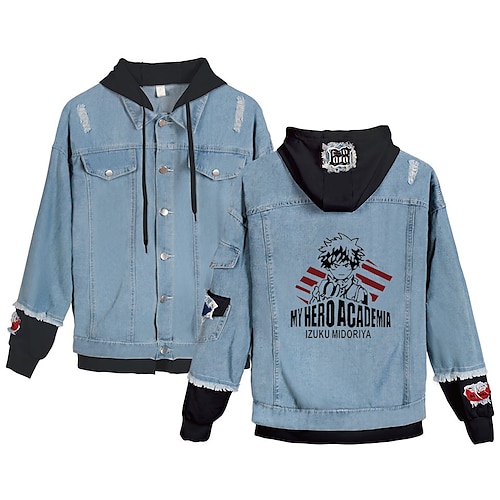 

Mein Held Academia Decke Anime Zeichentrick Manga Anime Jeansjacke Harajuku Kawaii Mantel Für Herren Damen Unisex Erwachsene Heißprägen Jeansstoff