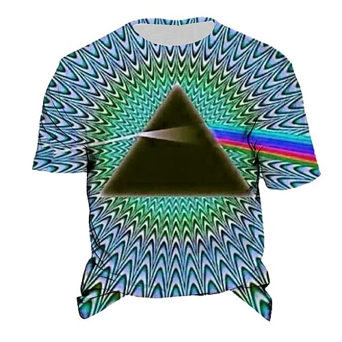 

Men's T shirt Tee Optical Illusion Graphic Prints Crew Neck Light Purple Blue Purple Yellow 3D Print Outdoor Street Short Sleeve Print Clothing Apparel Vintage Sports Designer Casual