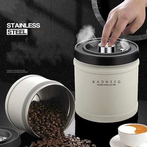 

Sealed jar press vacuumed coffee bean fresh-keeping tea can moisture-proof 304 stainless steel dried fruit grain storage tank