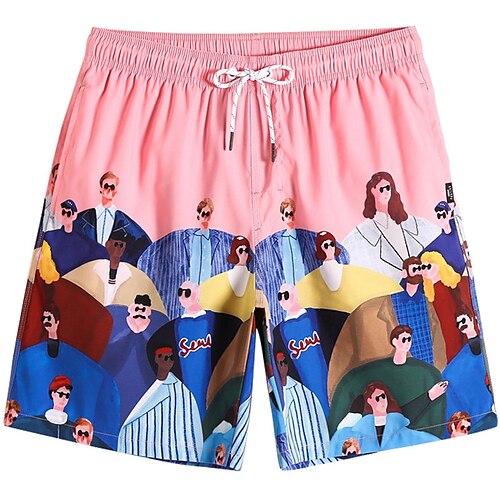 

Men's Swim Shorts Swim Trunks Board Shorts Pocket Drawstring Elastic Waist Graphic Painting Comfort Breathable Short Casual Daily Holiday Classic Style Casual / Sporty Pink Micro-elastic