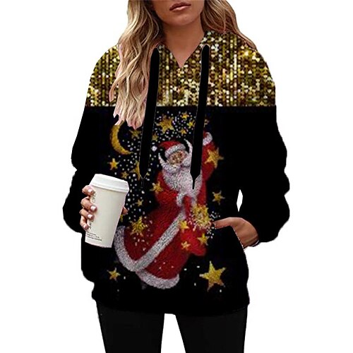 

Women's Sherpa jacket Fleece Jacket Teddy Coat Warm Breathable Christmas Street Daily Wear Vacation Zipper Pocket Print Pullover Hoodie Casual Daily Comfortable Plush Christmas Plaid Regular Fit