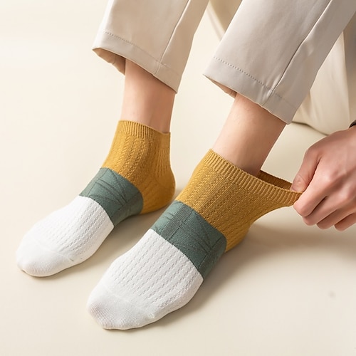 

Men's 5 Pairs Socks Ankle Socks Low Cut Socks Casual Socks Fashion Comfort Cotton Color Block Warm Fall & Winter Multi color