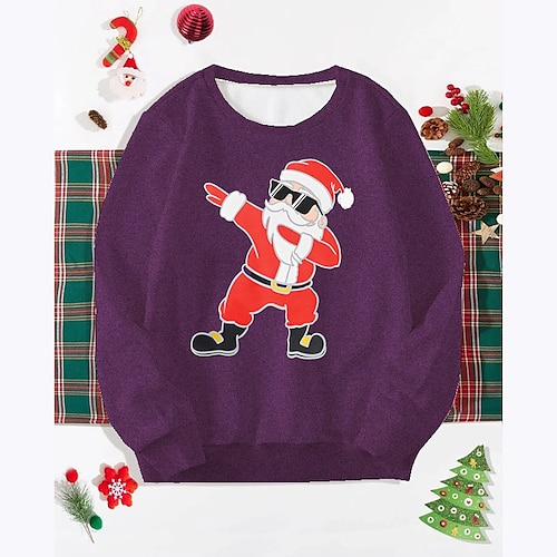 

Men's Sweatshirt Pullover Green Blue Purple Royal Blue Dark Gray Crew Neck Santa Claus Graphic Prints Print Christmas Daily Sports 3D Print Basic Streetwear Designer Spring Fall Clothing Apparel