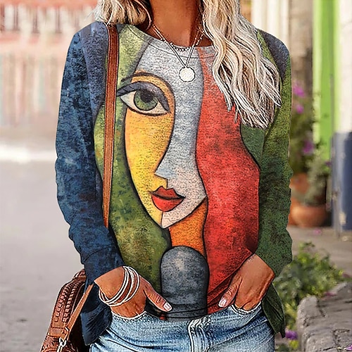 

Women's Sweatshirt Pullover Streetwear Red Graphic Abstract Street Round Neck Long Sleeve S M L XL 2XL 3XL