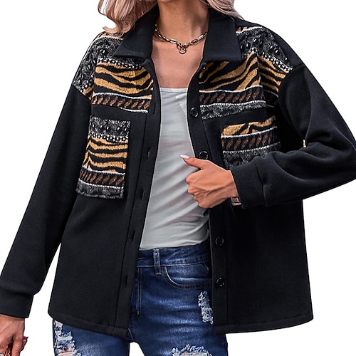 

Women's Casual Jacket Breathable Comfortable Outdoor Daily Wear Vacation Going out Embroidered Button Pocket Single Breasted Turndown Active Comfortable Street Style Solid Color Regular Fit Outerwear