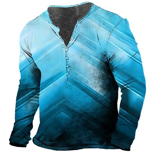 

Homme Chemise Henley Shirt T shirt Tee Tee Graphic Henley Vert Bleu Violet Rouge Gris 3D effet Extérieur du quotidien manche longue Bouton bas Imprimer Vêtement Tenue basique Design Classique