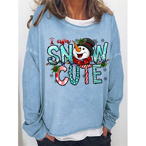 

Women's Sweatshirt Pullover Basic Green Black Blue Snowman Christmas Round Neck Long Sleeve S M L XL 2XL 3XL