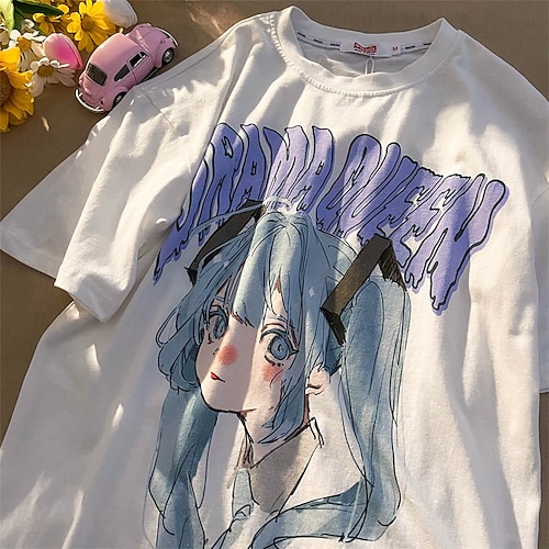 

Menina anime Japonesa/Curta Anime Desenho Anime Clássico Estilo de rua Camiseta Para Homens Mulheres Unisexo Adulto Impressão 3D 100% Poliéster Casual / Diário