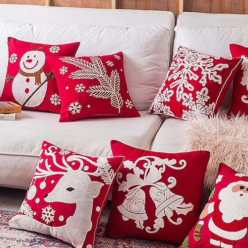 

Christmas Tufted Pillow Cover Merry Christmas Decorations for Home Cushion Cover Christmas Ornament Pillowcase Xmas Gifts for Home Living Room Bedroom Sofa Cushion Cover