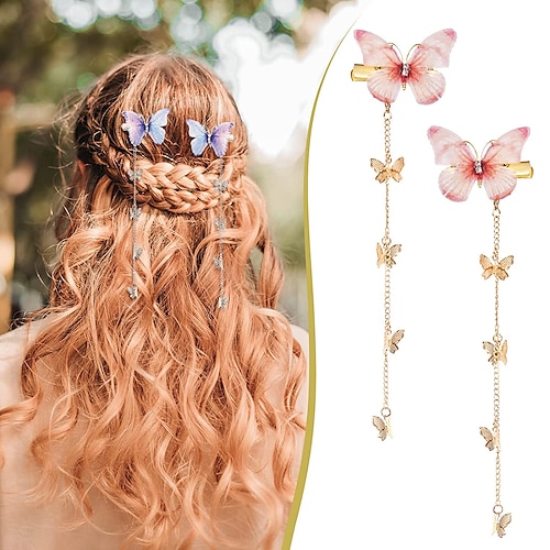 

2 Peças Bébé Para Meninas Doce Diário Borboleta Acessórios de Cabelo Azul / Rosa