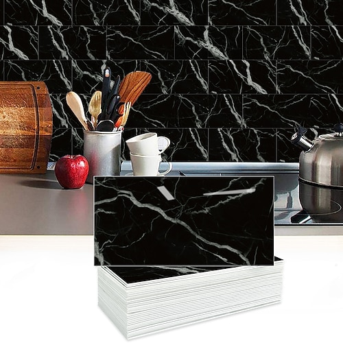 

30pcs/50pcs/100pcs Thickened Classic Ceramic Waterproof Tile Stickers Creative Industrial Style Kitchen Bathroom Living Room Self-adhesive Wall Stickers Waterproof Tile Stickers