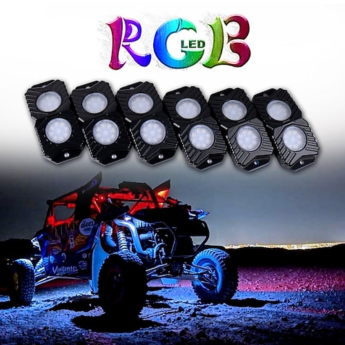 

OTOLAMPARA 2 Pieces Car Decorative Rock RGB Light 18W Under Car Atmosphere Lights For Off-road Vehicles ATV SUV Truck Tractor Boat